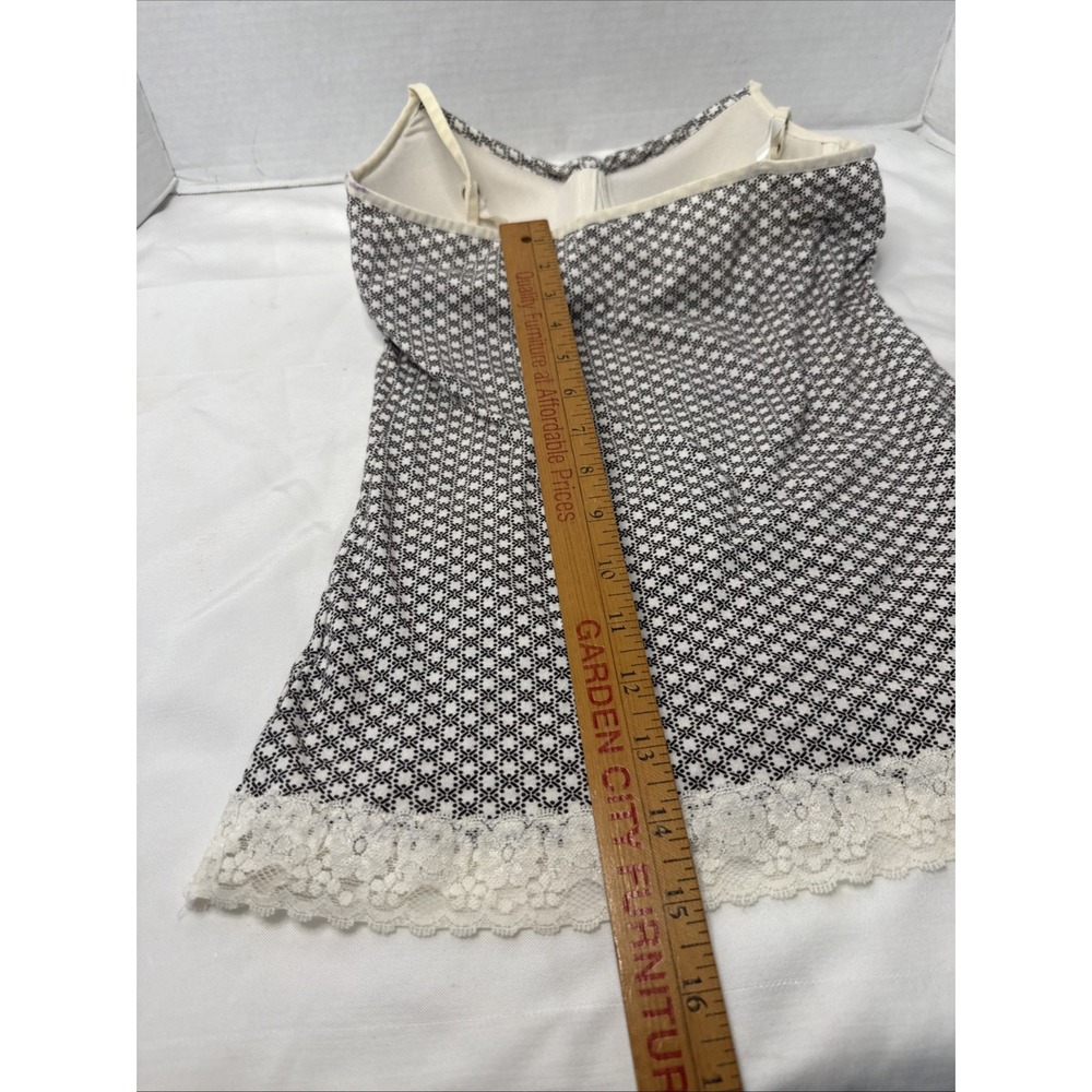 LEI Vintage Y2K Dot Black White Lace Cami Tank Bra Top Sweetheart Cotton Baby - Picture 8 of 10